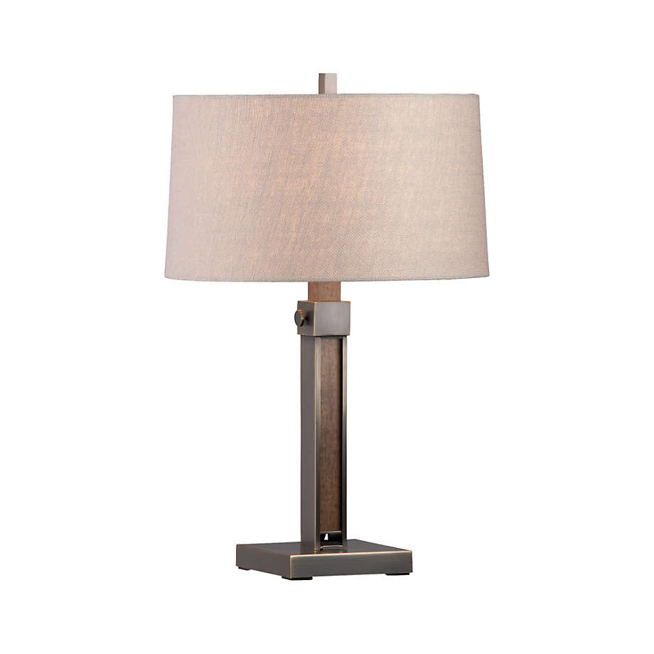 Denley Table Lamp - Modern Mixed-Material Wood & Metal Light with Linen Shade