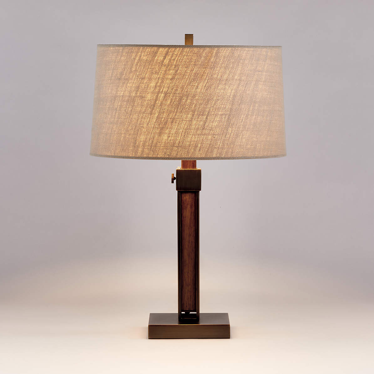 Denley Table Lamp - Modern Mixed-Material Wood & Metal Light with Linen Shade