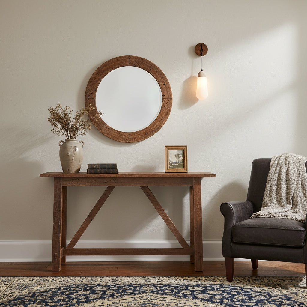 Denton Wall Lamp - Modern Travertine & Walnut Wood Sconce