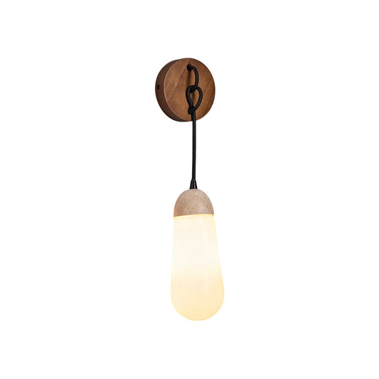 Denton Wall Lamp - Modern Travertine & Walnut Wood Sconce