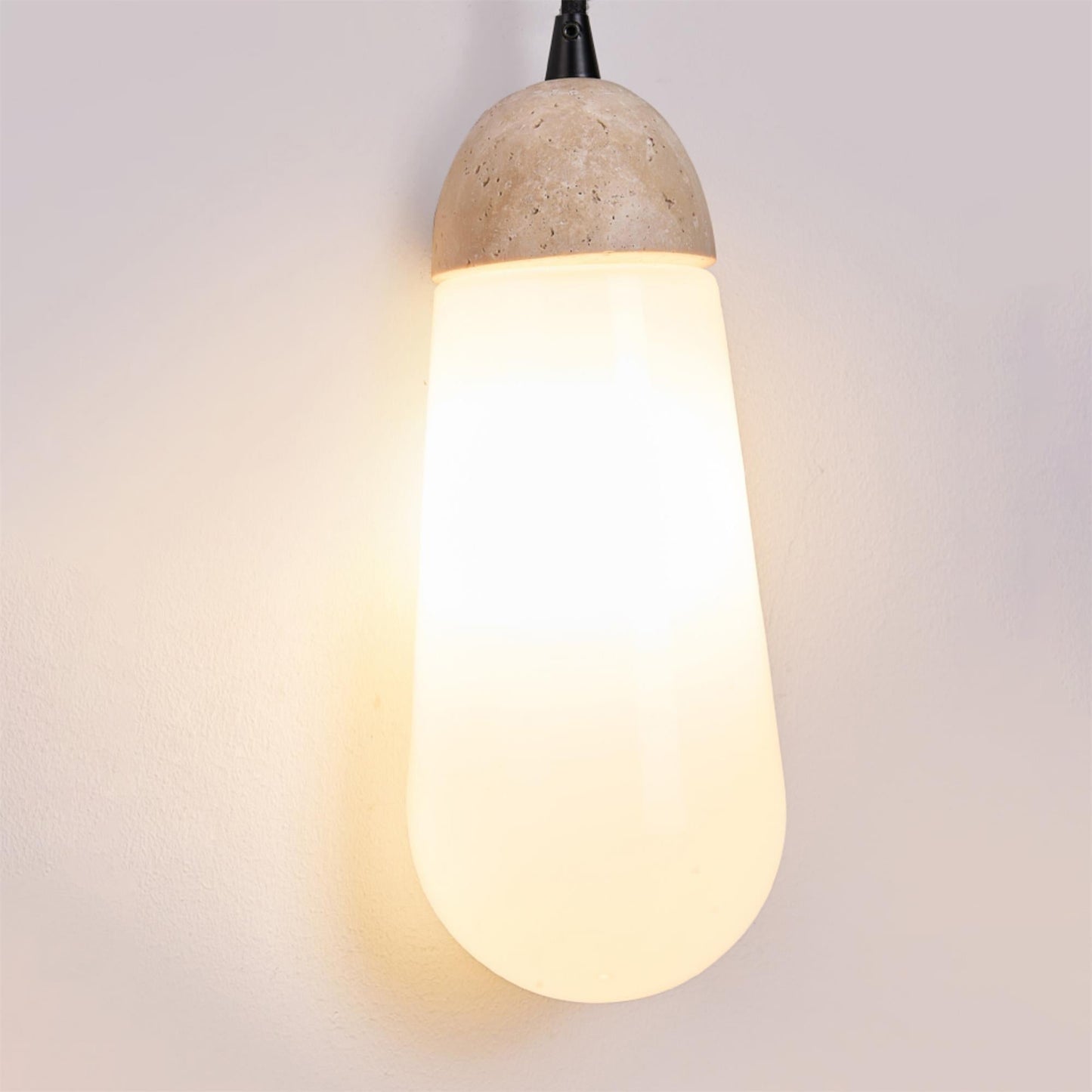 Denton Wall Lamp - Modern Travertine & Walnut Wood Sconce