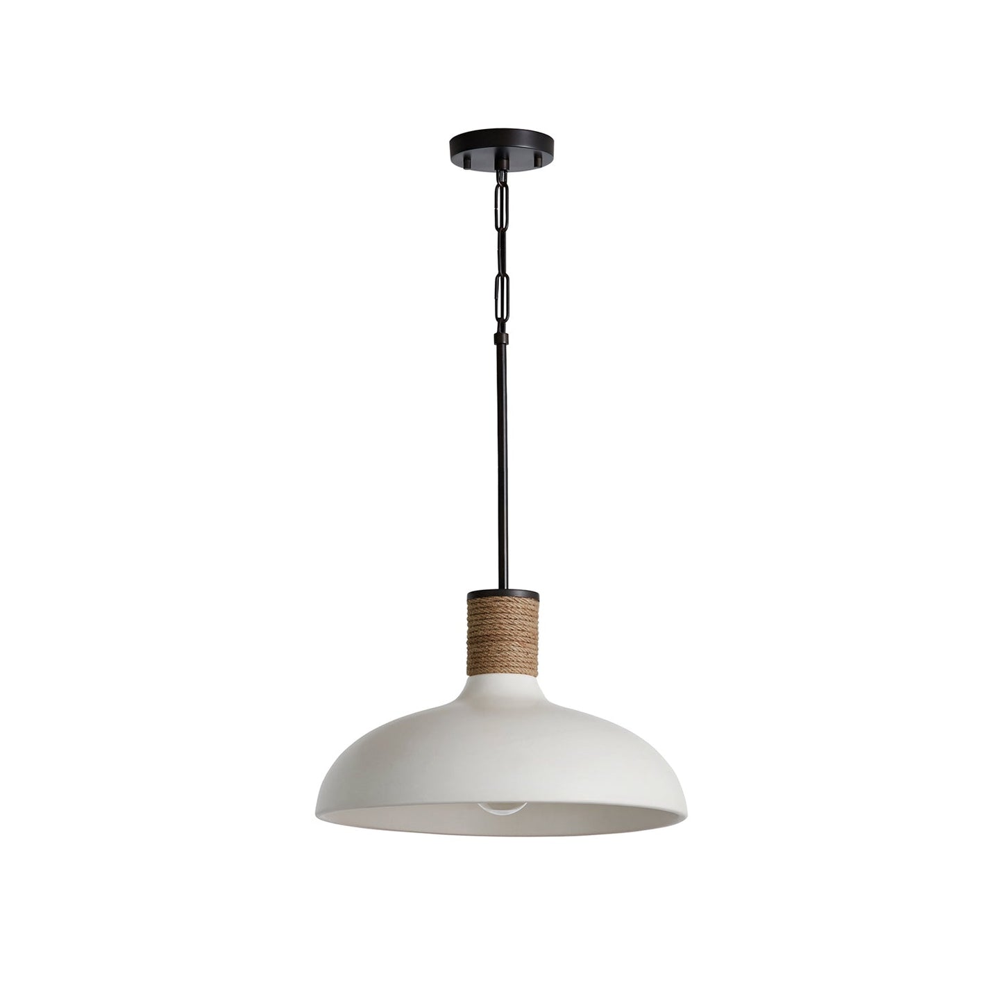 Destin Pendant Lamp - Artisan Wide Dome 1-Light Pendant with Jute Rope Detail