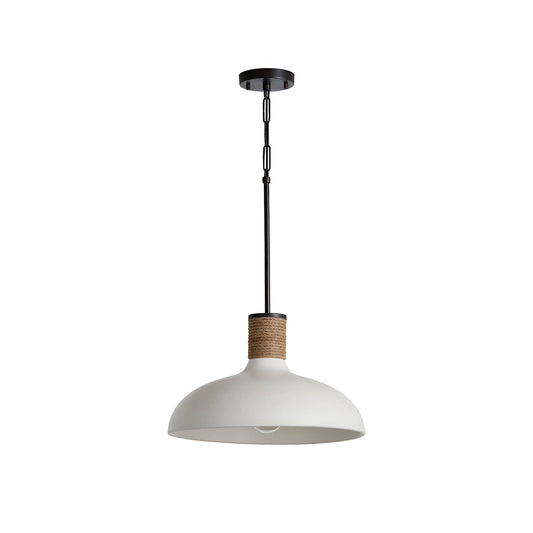 Destin Pendant Lamp - Artisan Wide Dome 1-Light Pendant with Jute Rope Detail