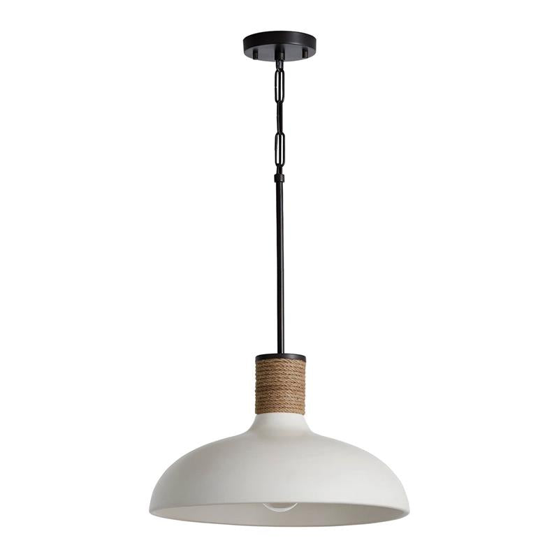 Destin Pendant Lamp - Artisan Wide Dome 1-Light Pendant with Jute Rope Detail
