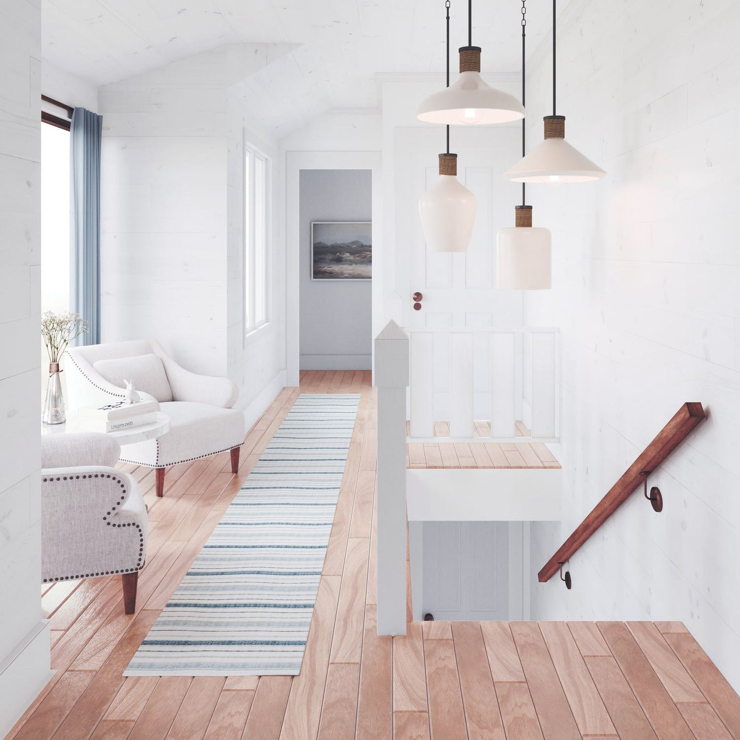 Destin Pendant Lamp - Artisan Wide Dome 1-Light Pendant with Jute Rope Detail