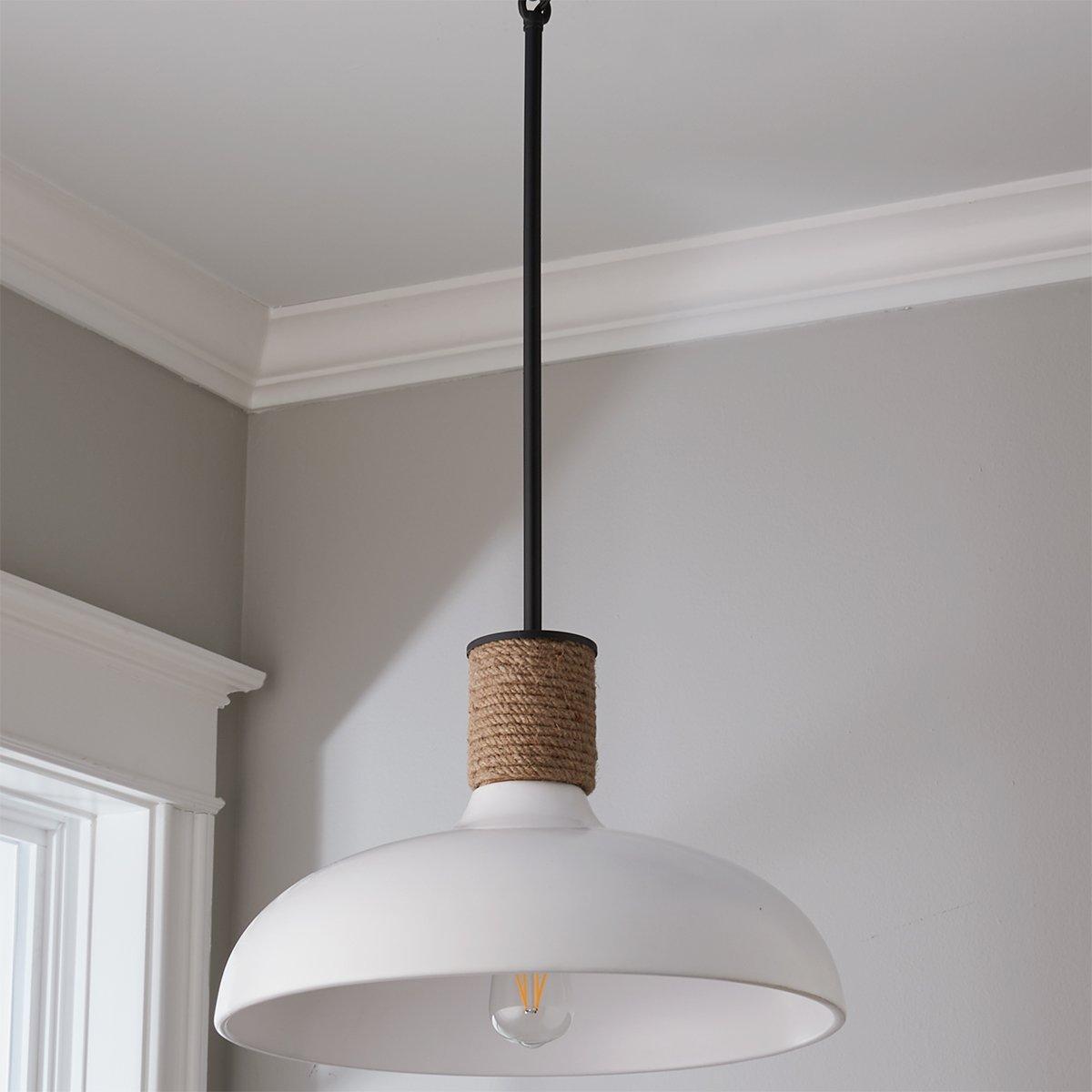 Destin Pendant Lamp - Artisan Wide Dome 1-Light Pendant with Jute Rope Detail