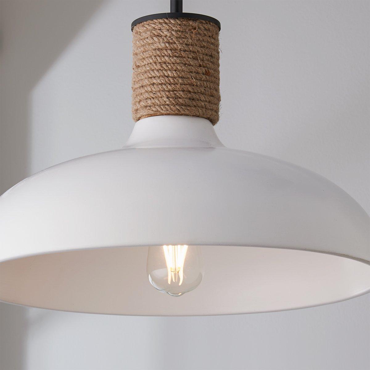 Destin Pendant Lamp - Artisan Wide Dome 1-Light Pendant with Jute Rope Detail