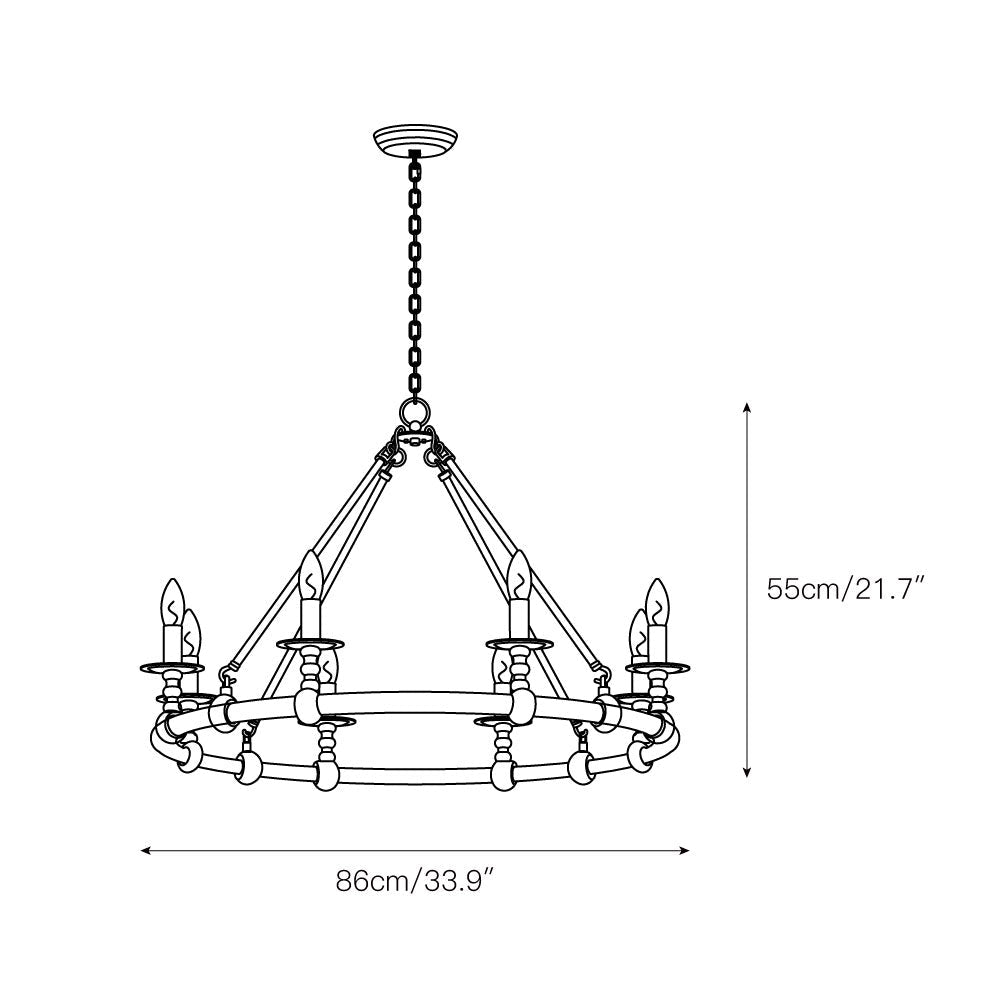 Devon Round Chandelier - 8-Light Traditional Candle Chandelier with Fabric Shades