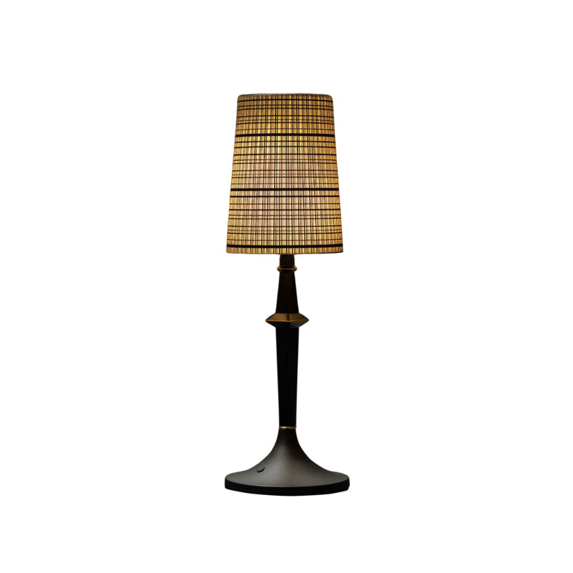 Devon Black Table Lamp - Portable Cordless Rechargeable Wood & Glass Light