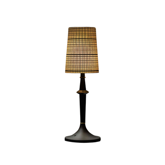 Devon Black Table Lamp - Portable Cordless Rechargeable Wood & Glass Light