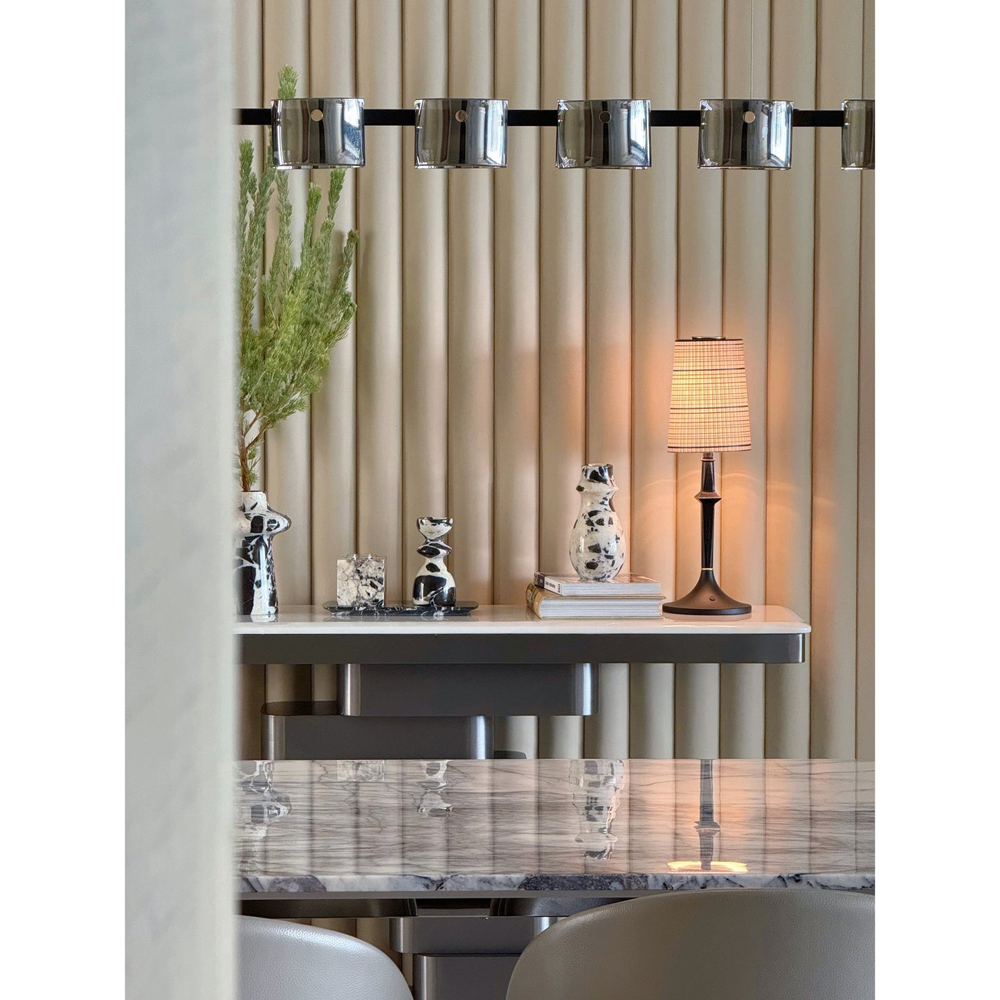 Devon Black Table Lamp - Portable Cordless Rechargeable Wood & Glass Light