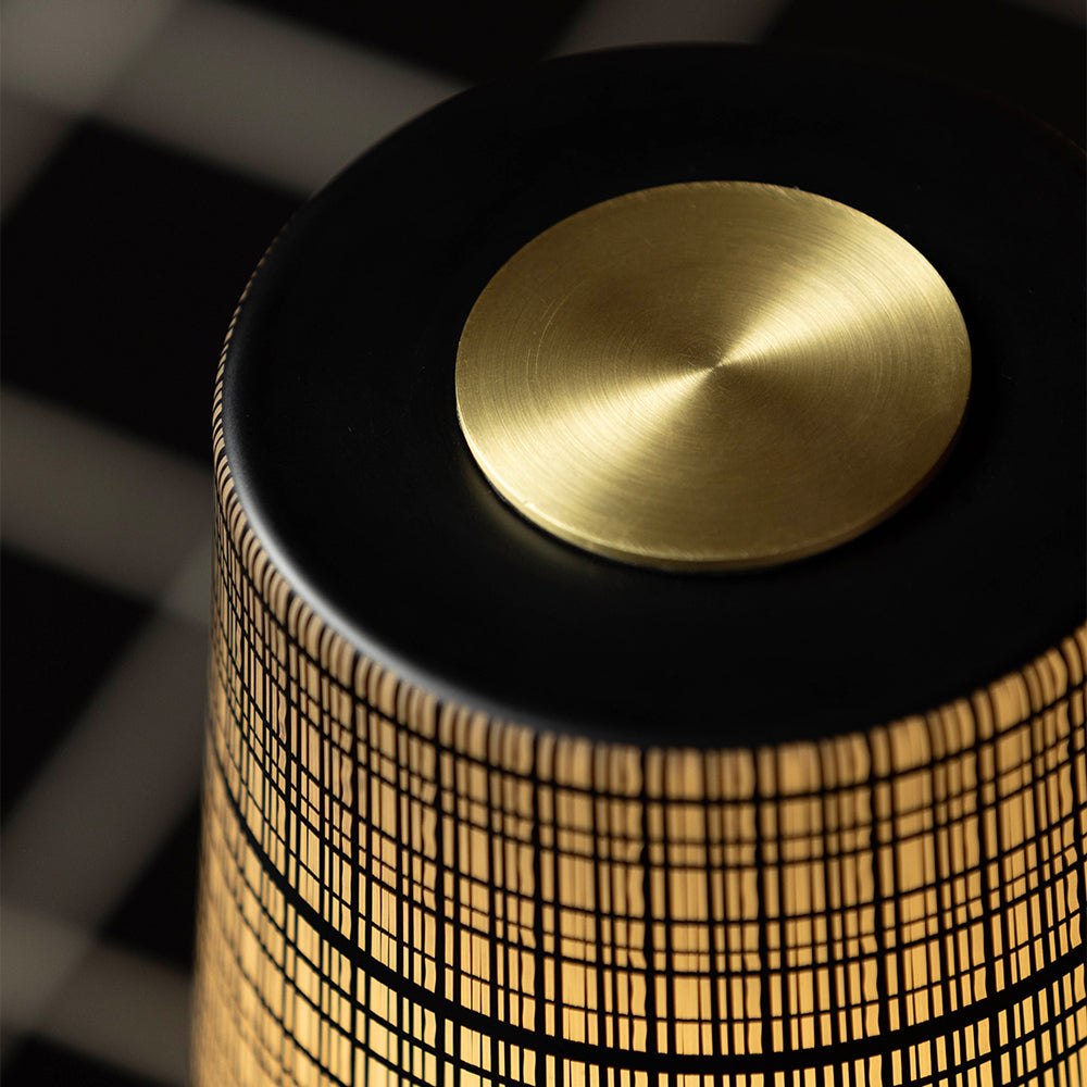 Devon Black Table Lamp - Portable Cordless Rechargeable Wood & Glass Light