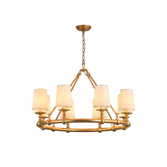 Devon Round Chandelier - 8-Light Traditional Candle Chandelier with Fabric Shades