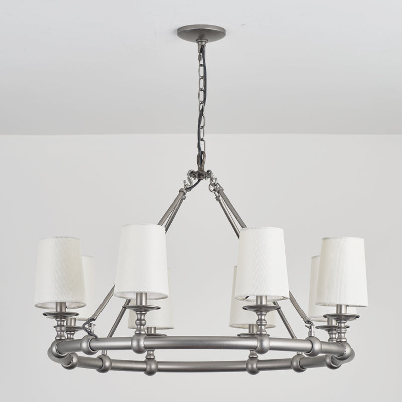 Devon Round Chandelier - 8-Light Traditional Candle Chandelier with Fabric Shades
