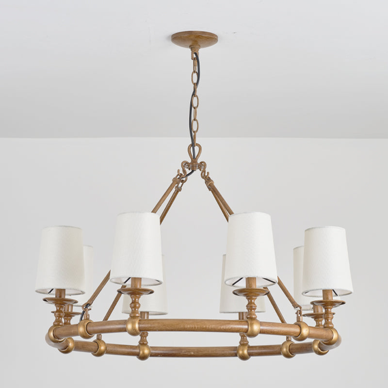 Devon Round Chandelier - 8-Light Traditional Candle Chandelier with Fabric Shades