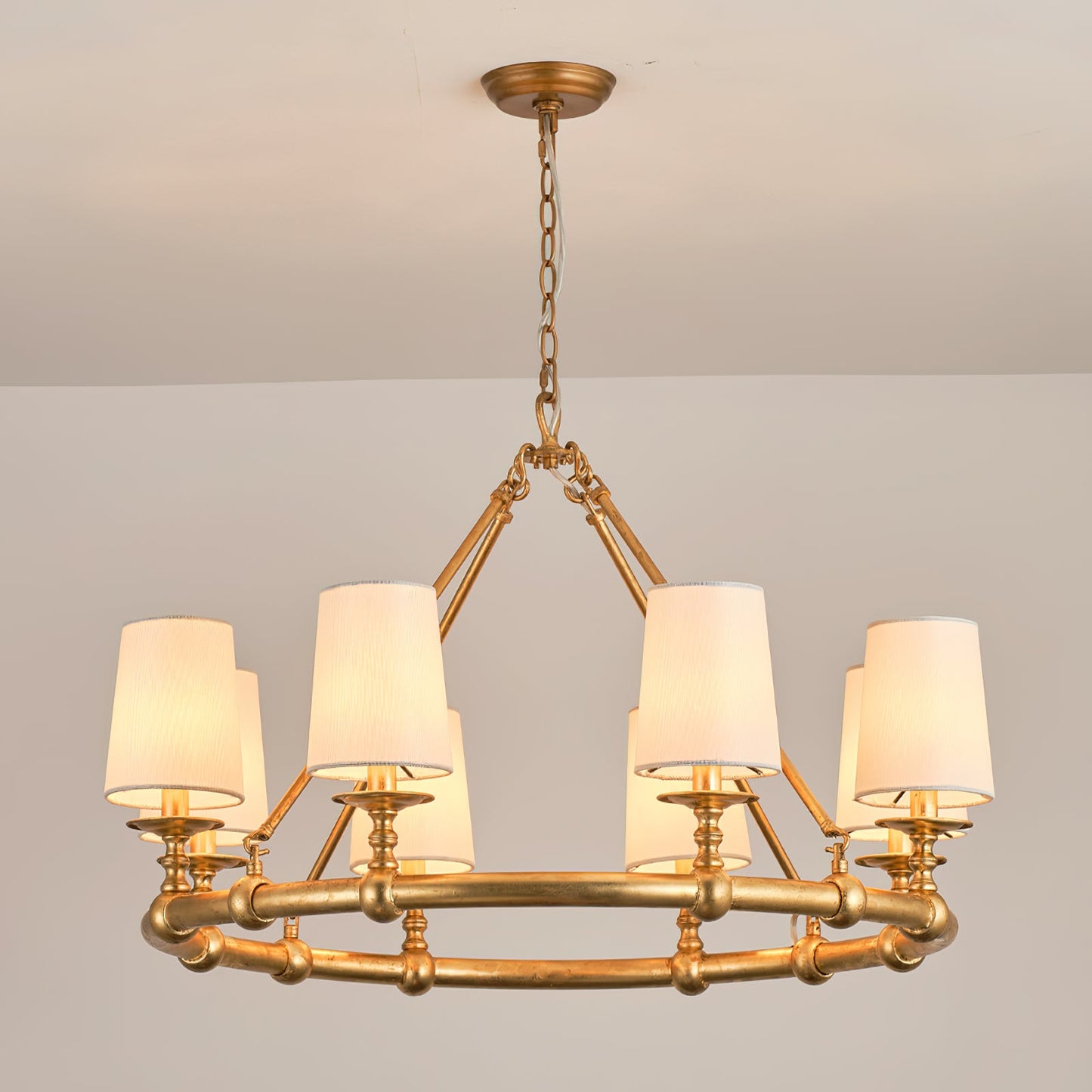 Devon Round Chandelier - 8-Light Traditional Candle Chandelier with Fabric Shades