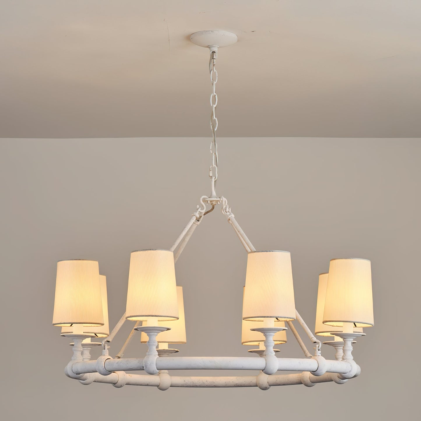 Devon Round Chandelier - 8-Light Traditional Candle Chandelier with Fabric Shades