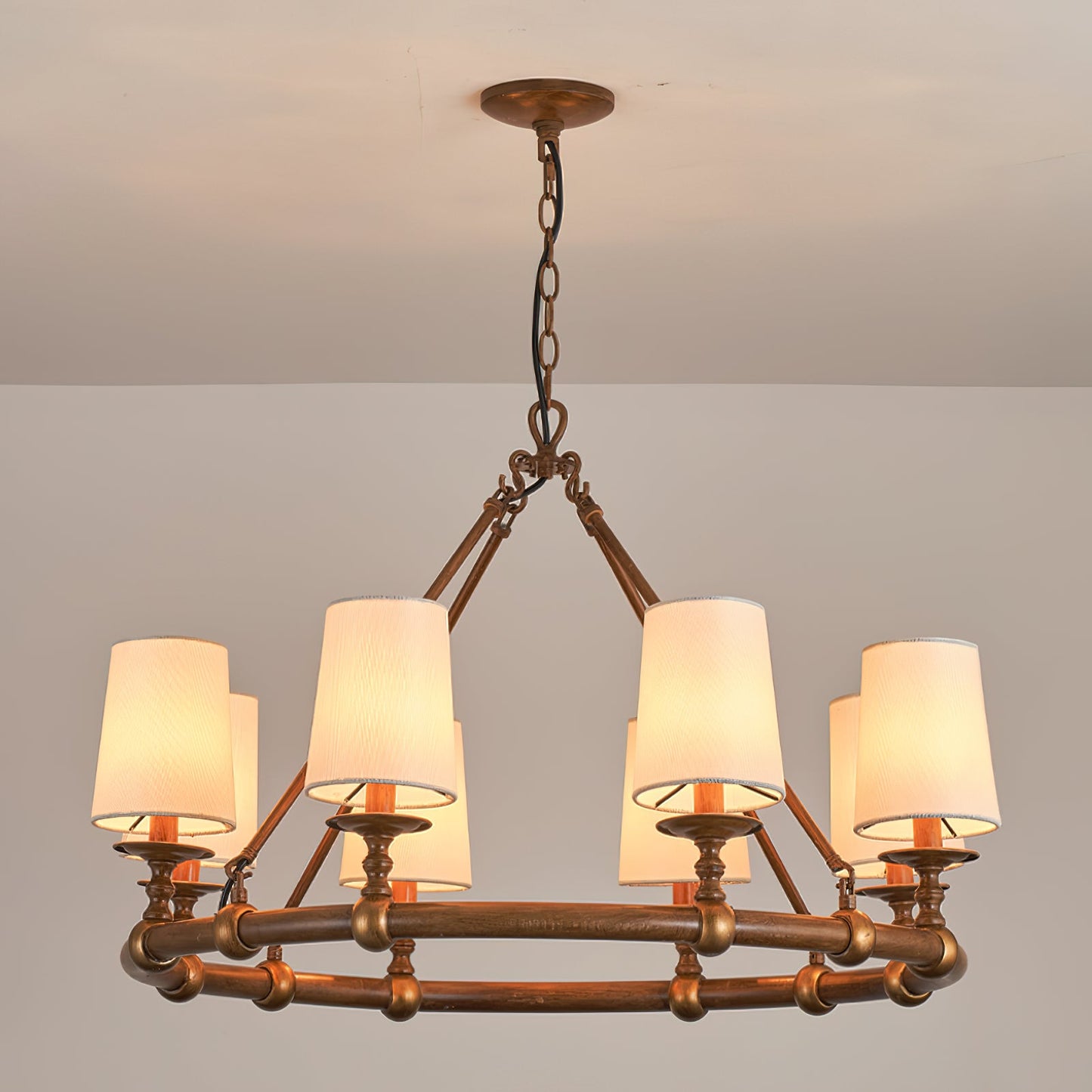 Devon Round Chandelier - 8-Light Traditional Candle Chandelier with Fabric Shades