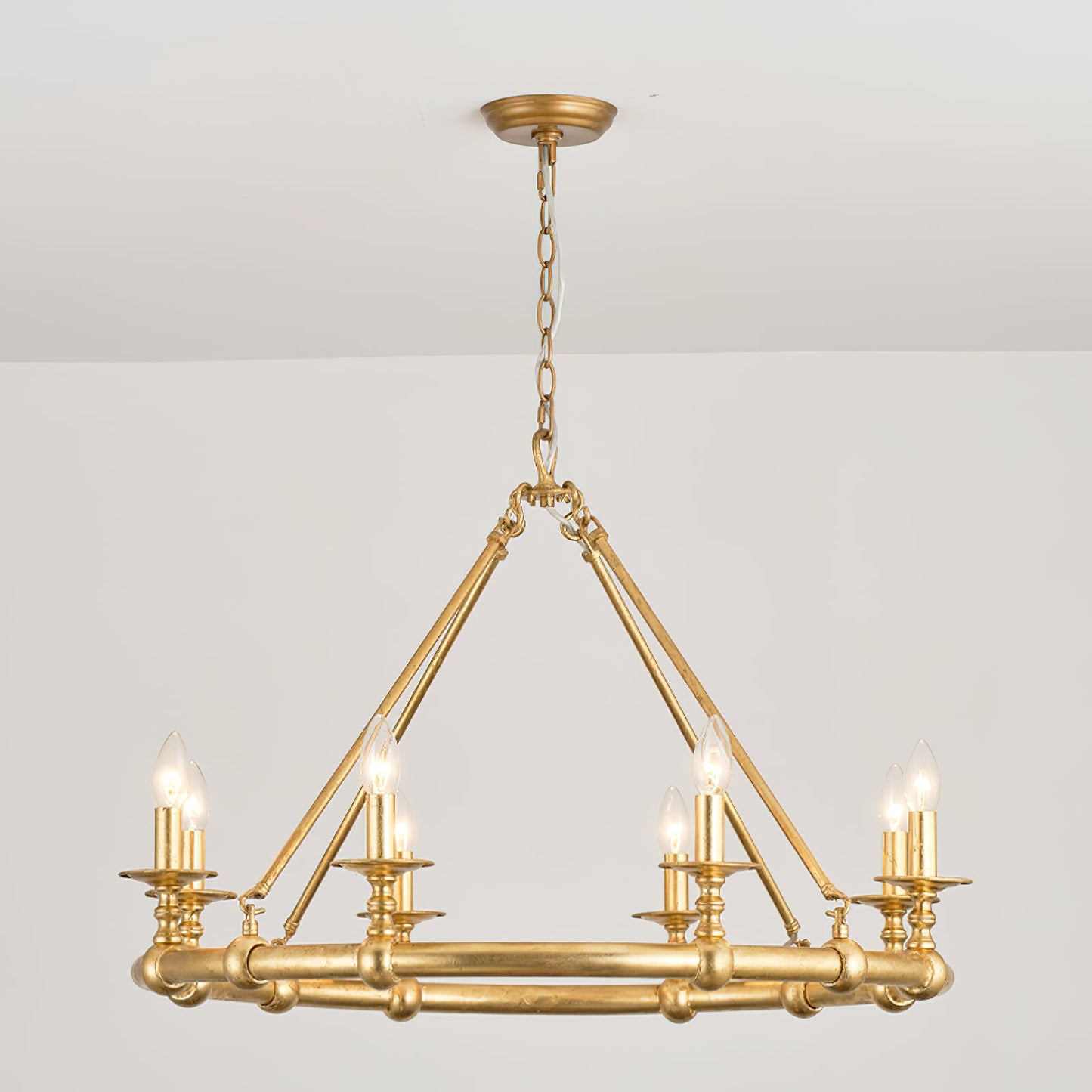 Devon Round Chandelier - 8-Light Traditional Candle Chandelier with Fabric Shades