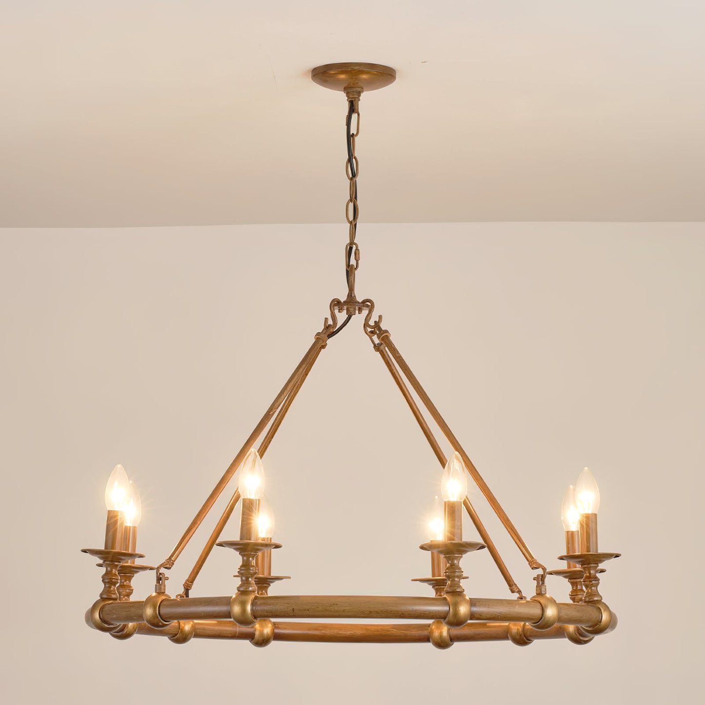 Devon Round Chandelier - 8-Light Traditional Candle Chandelier with Fabric Shades
