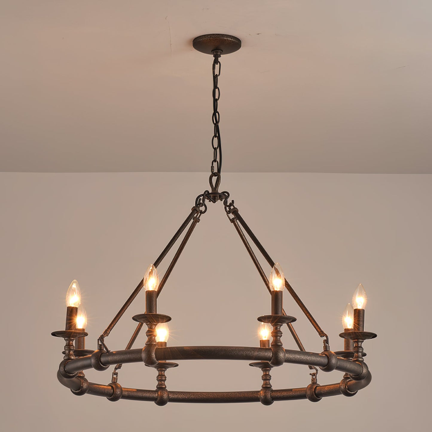 Devon Round Chandelier - 8-Light Traditional Candle Chandelier with Fabric Shades