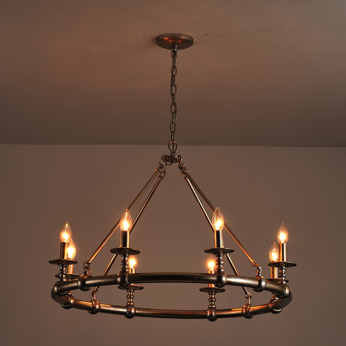 Devon Round Chandelier - 8-Light Traditional Candle Chandelier with Fabric Shades