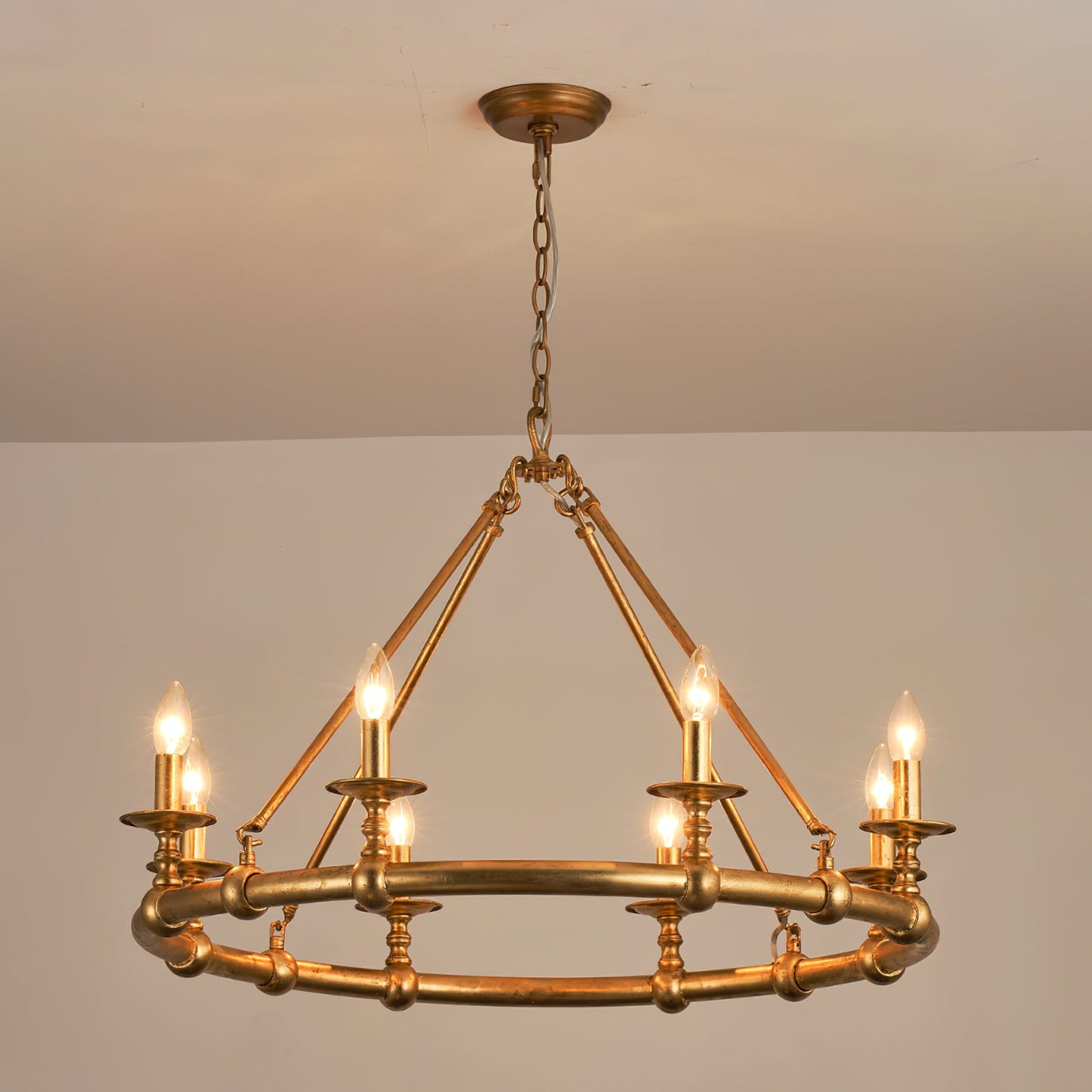 Devon Round Chandelier - 8-Light Traditional Candle Chandelier with Fabric Shades
