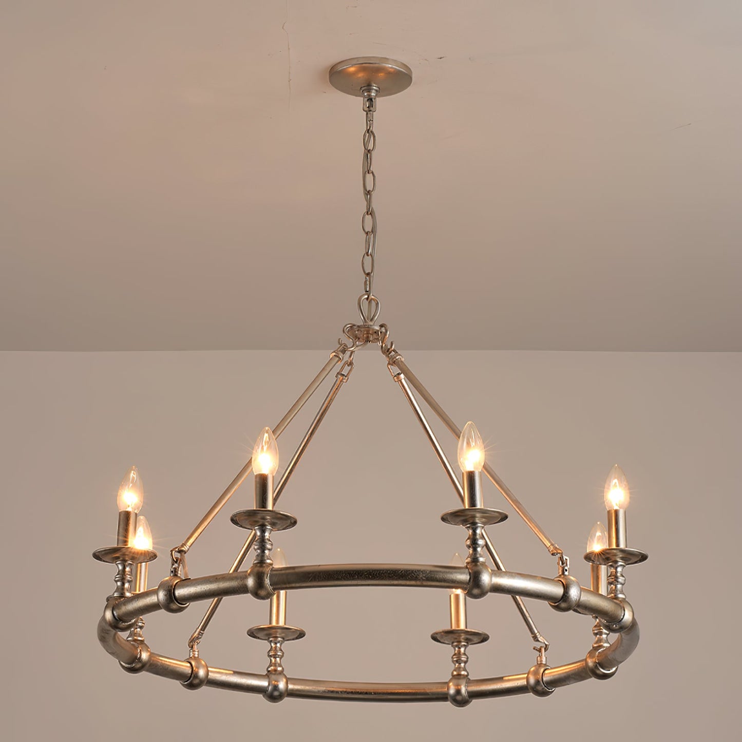 Devon Round Chandelier - 8-Light Traditional Candle Chandelier with Fabric Shades
