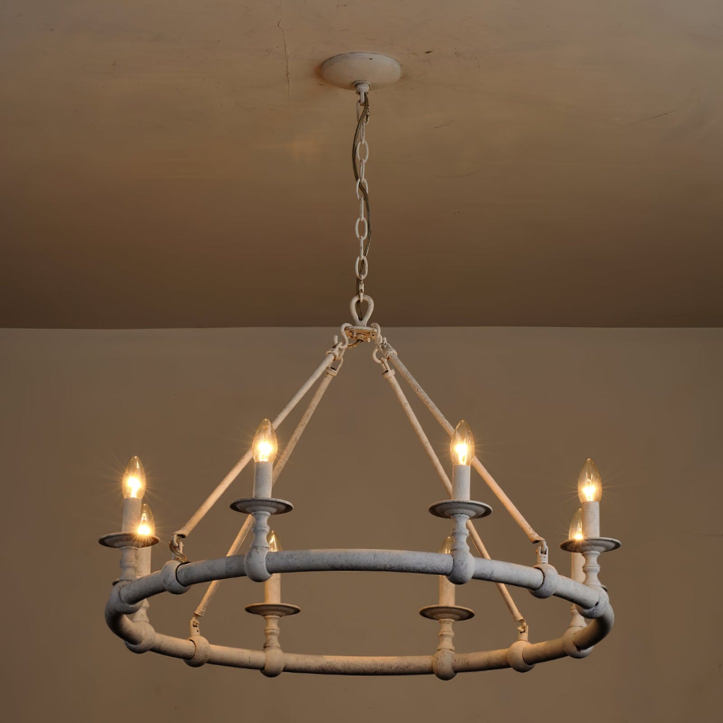 Devon Round Chandelier - 8-Light Traditional Candle Chandelier with Fabric Shades
