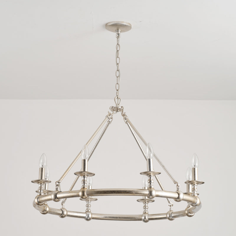 Devon Round Chandelier - 8-Light Traditional Candle Chandelier with Fabric Shades