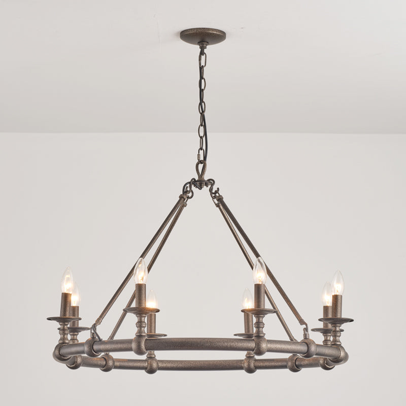 Devon Round Chandelier - 8-Light Traditional Candle Chandelier with Fabric Shades