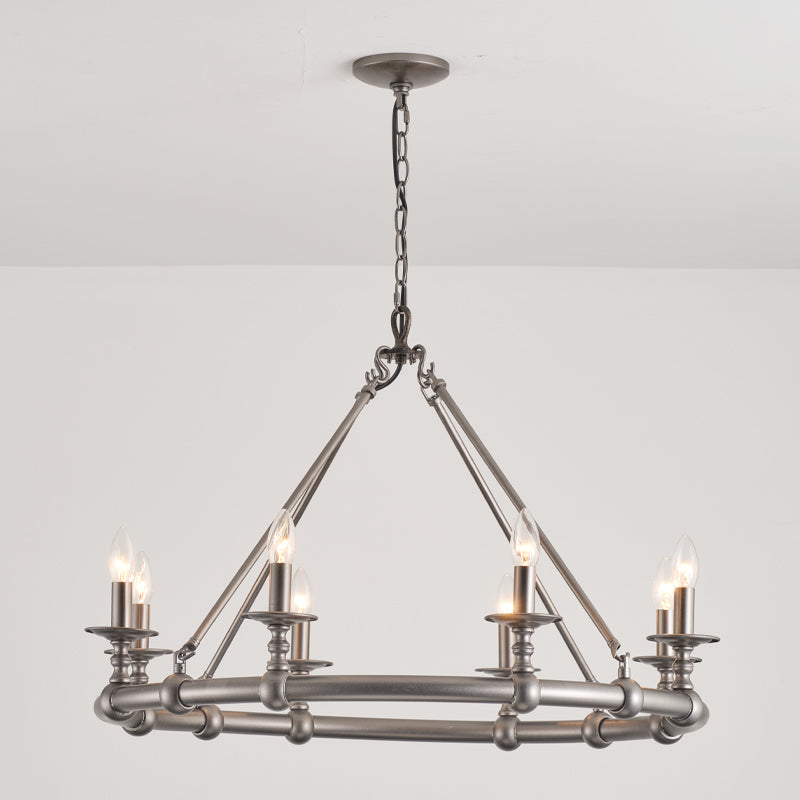 Devon Round Chandelier - 8-Light Traditional Candle Chandelier with Fabric Shades
