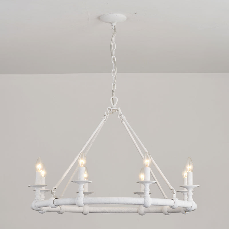 Devon Round Chandelier - 8-Light Traditional Candle Chandelier with Fabric Shades