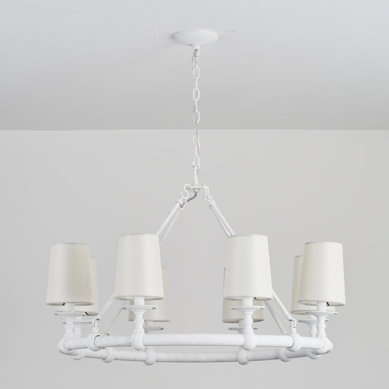 Devon Round Chandelier - 8-Light Traditional Candle Chandelier with Fabric Shades