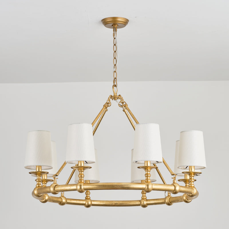 Devon Round Chandelier - 8-Light Traditional Candle Chandelier with Fabric Shades