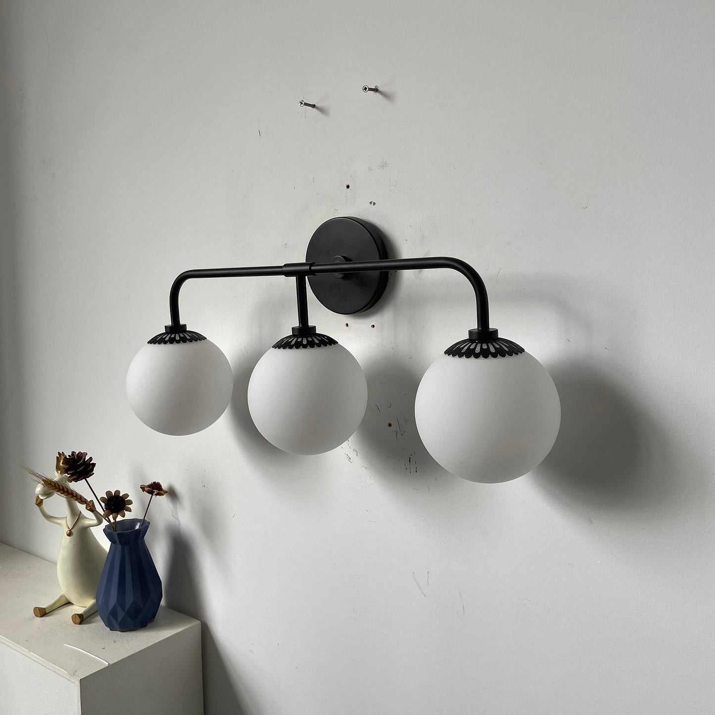 Dewdrop Globe Sconce - Art Deco Flower Cap Glass Vanity & Wall Light