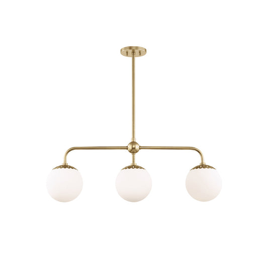 Dewdrop Globe Pendant Lamp - Modern 3-Light Brass & Glass Linear Chandelie