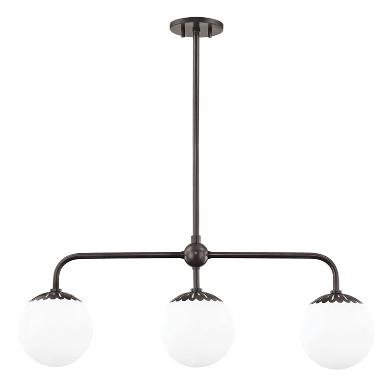 Dewdrop Globe Pendant Lamp - Modern 3-Light Brass & Glass Linear Chandelie