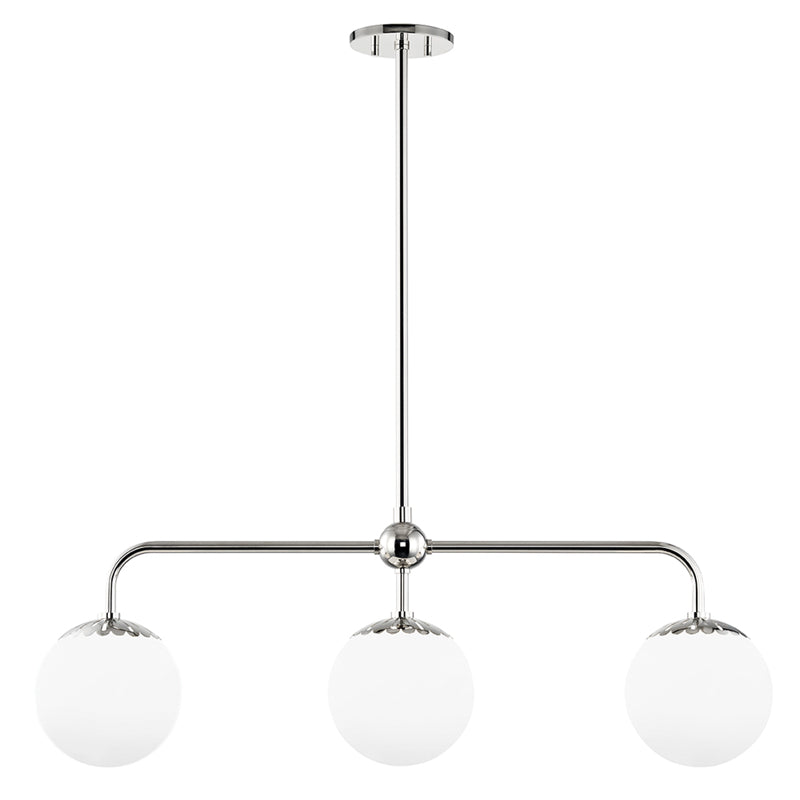 Dewdrop Globe Pendant Lamp - Modern 3-Light Brass & Glass Linear Chandelie