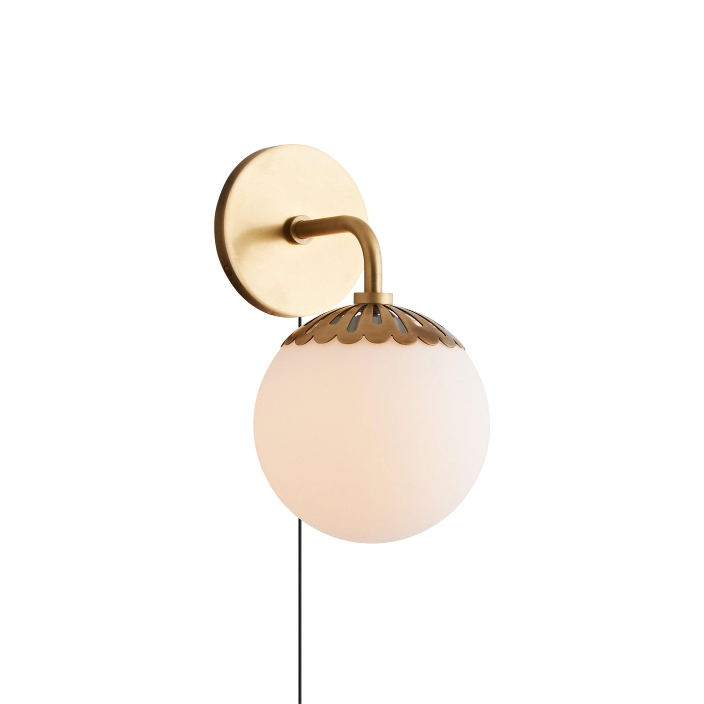Dewdrop Globe Plug-in Sconce - Flower Cap Glass Wall Light with Cord