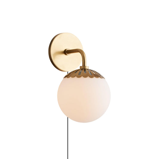 Dewdrop Globe Plug-in Sconce - Flower Cap Glass Wall Light with Cord