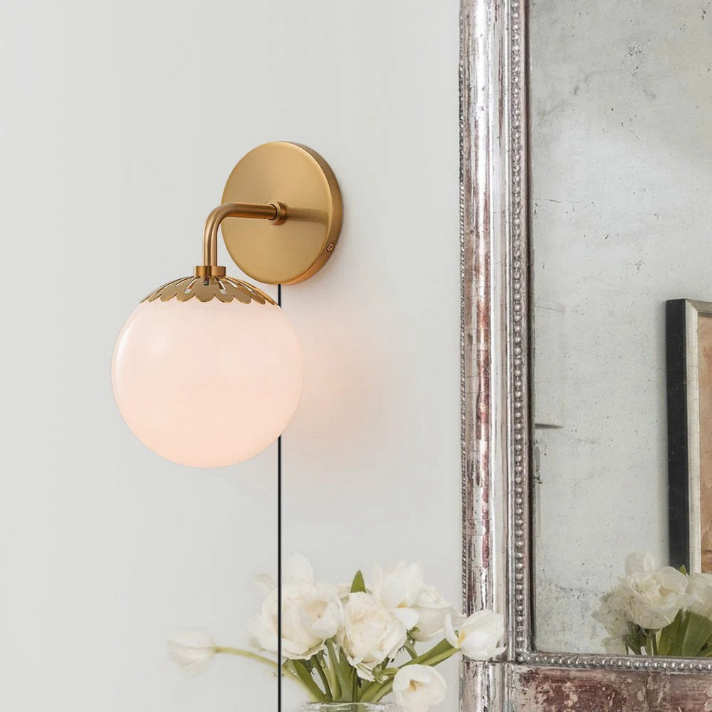 Dewdrop Globe Plug-in Sconce - Flower Cap Glass Wall Light with Cord