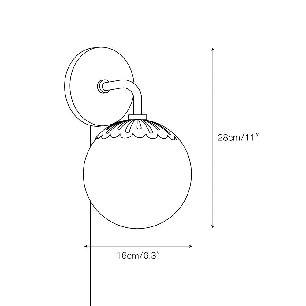 Dewdrop Globe Plug-in Sconce - Flower Cap Glass Wall Light with Cord