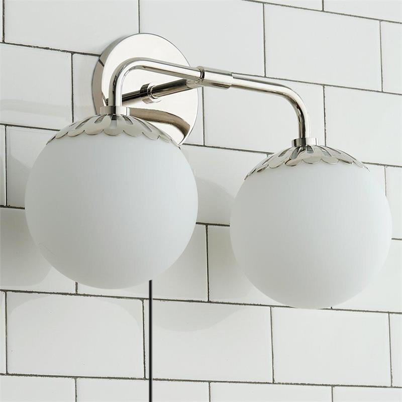 Dewdrop Globe Plug-in Sconce - Flower Cap Glass Wall Light with Cord
