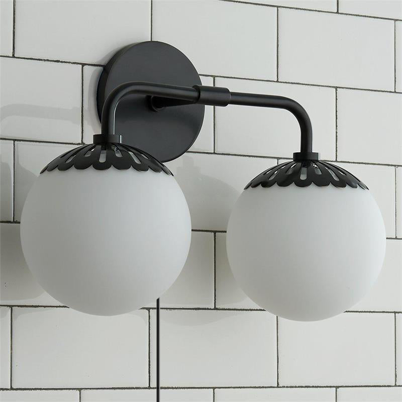 Dewdrop Globe Plug-in Sconce - Flower Cap Glass Wall Light with Cord
