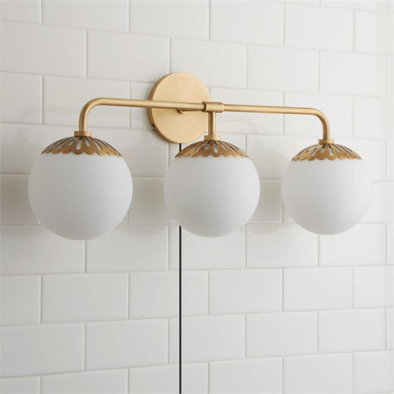Dewdrop Globe Plug-in Sconce - Flower Cap Glass Wall Light with Cord