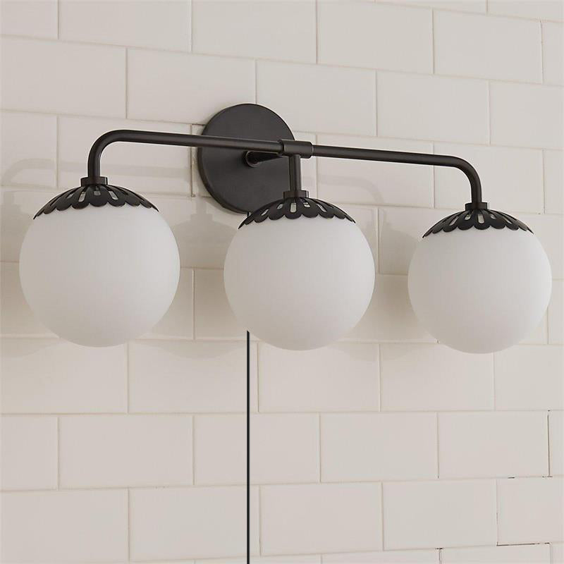 Dewdrop Globe Plug-in Sconce - Flower Cap Glass Wall Light with Cord
