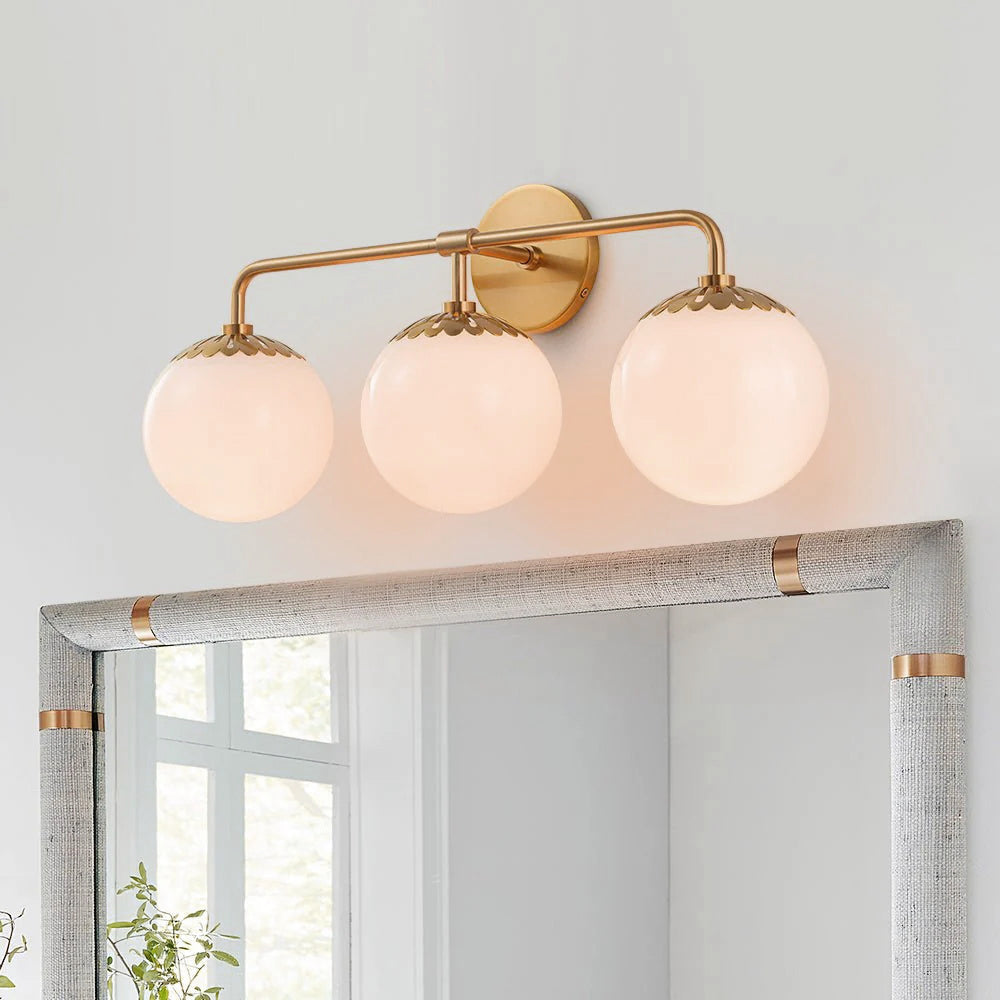 Dewdrop Globe Sconce - Art Deco Flower Cap Glass Vanity & Wall Light