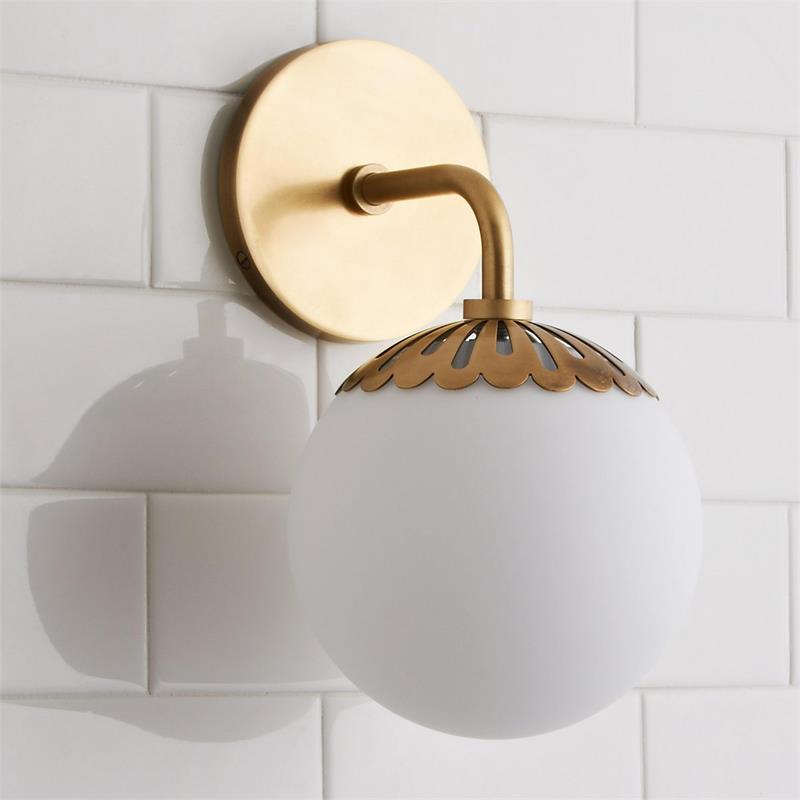 Dewdrop Globe Sconce - Art Deco Flower Cap Glass Vanity & Wall Light