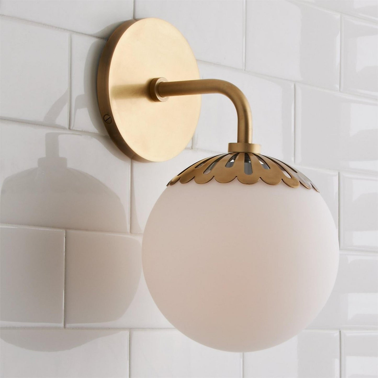 Dewdrop Globe Sconce - Art Deco Flower Cap Glass Vanity & Wall Light